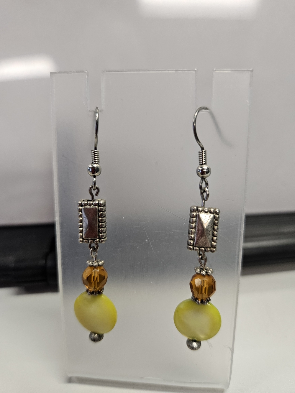 Yellow Beaded Drop Earrings Like New